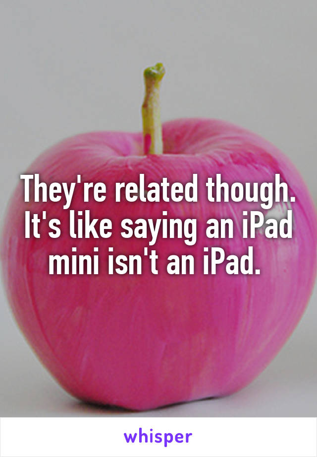 They're related though. It's like saying an iPad mini isn't an iPad. 
