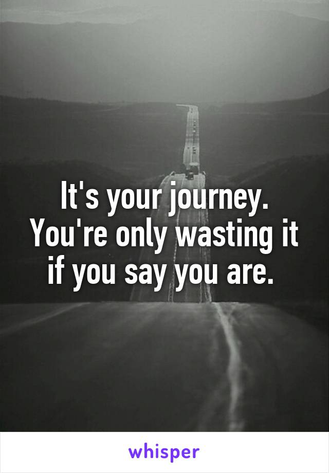 It's your journey. You're only wasting it if you say you are. 