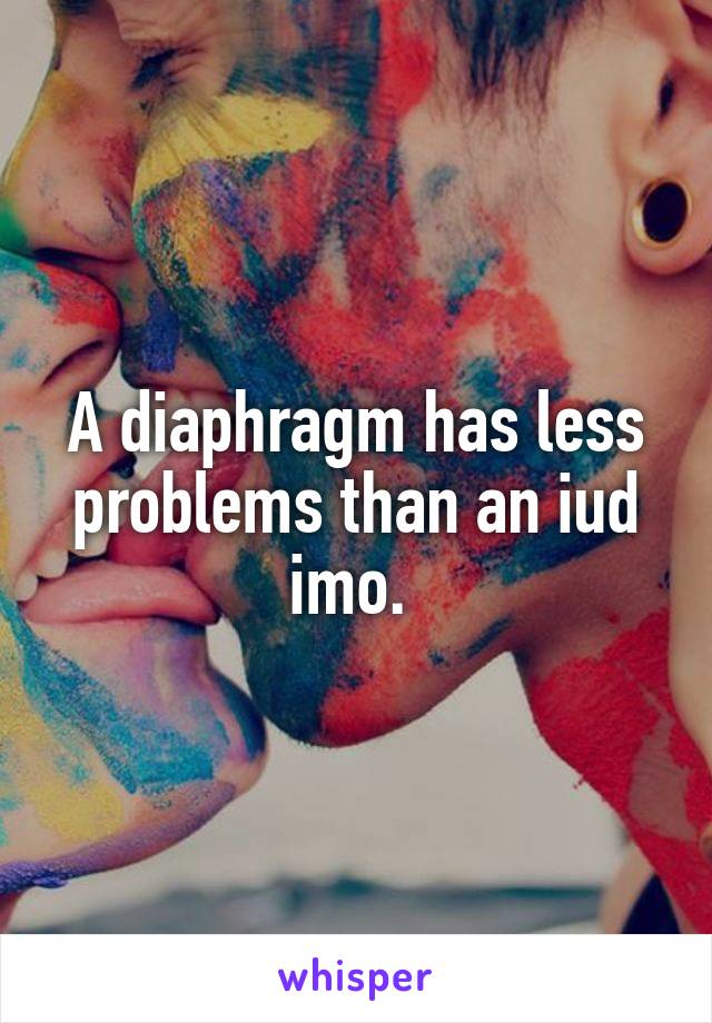 A diaphragm has less problems than an iud imo. 
