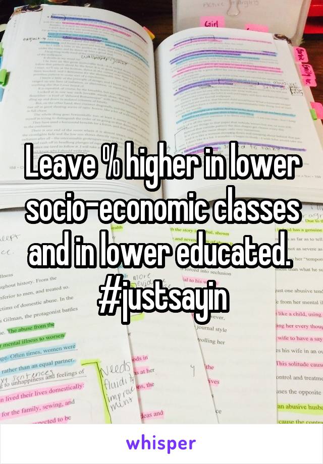 Leave % higher in lower socio-economic classes and in lower educated.  #justsayin