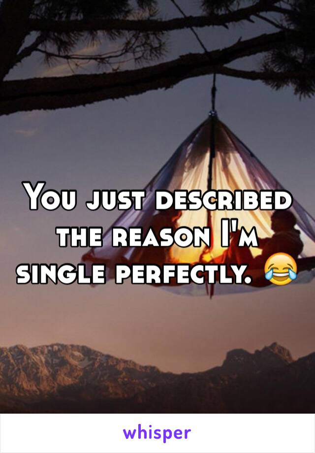 You just described the reason I'm single perfectly. 😂