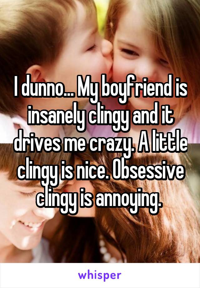 I dunno... My boyfriend is insanely clingy and it drives me crazy. A little clingy is nice. Obsessive clingy is annoying. 