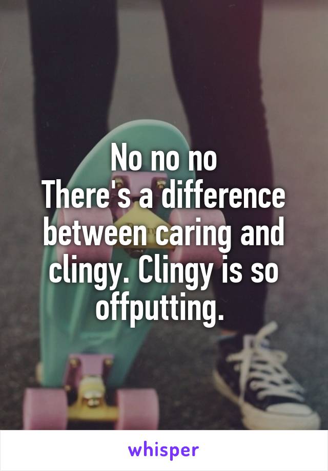 No no no
There's a difference between caring and clingy. Clingy is so offputting. 