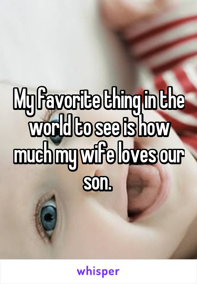 My favorite thing in the world to see is how much my wife loves our son. 