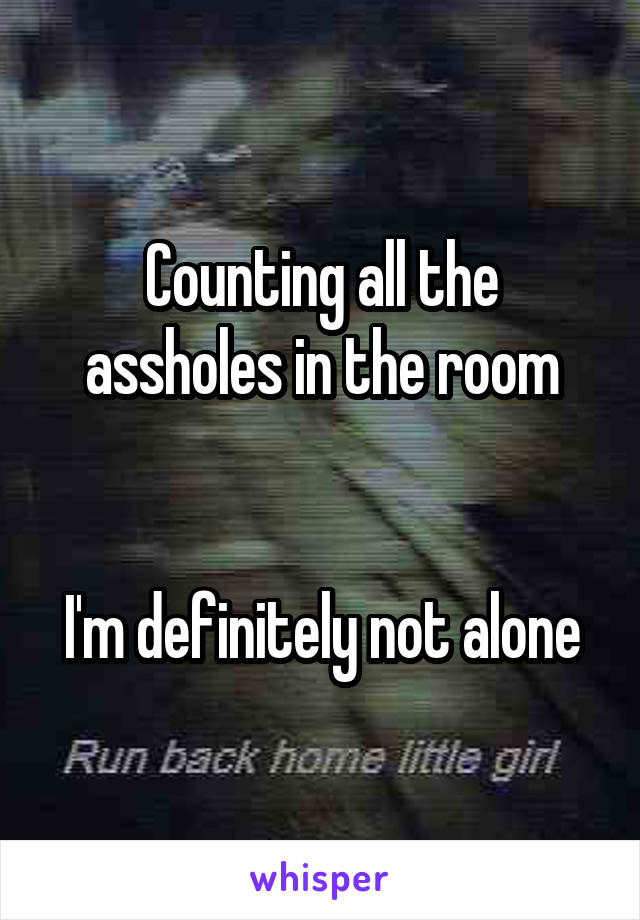 Counting all the assholes in the room


I'm definitely not alone
