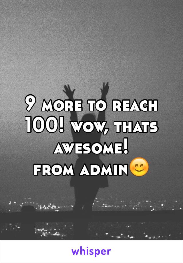9 more to reach 100! wow, thats awesome!
from admin😊