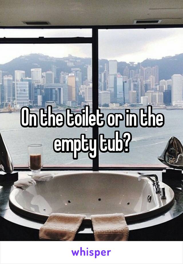 On the toilet or in the empty tub?