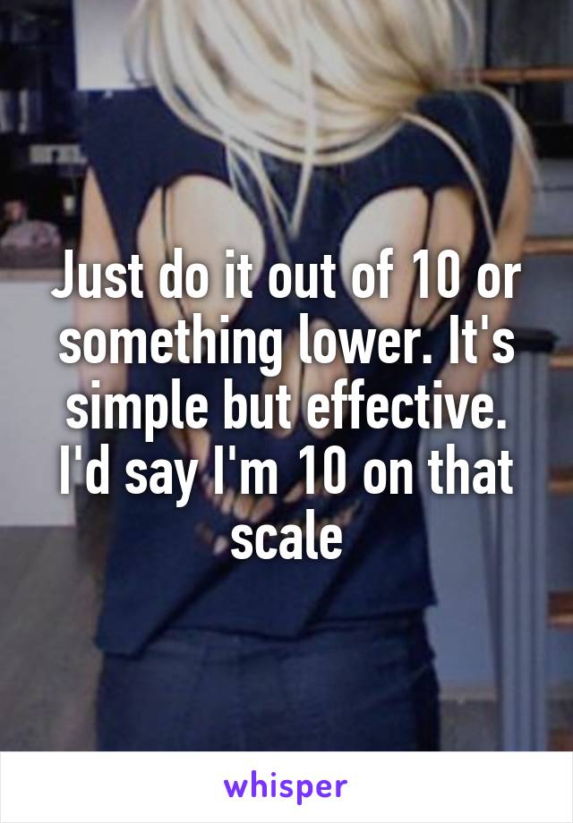 Just do it out of 10 or something lower. It's simple but effective. I'd say I'm 10 on that scale