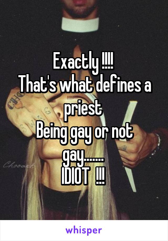 Exactly !!!! 
That's what defines a priest 
Being gay or not gay....... 
IDIOT  !!! 