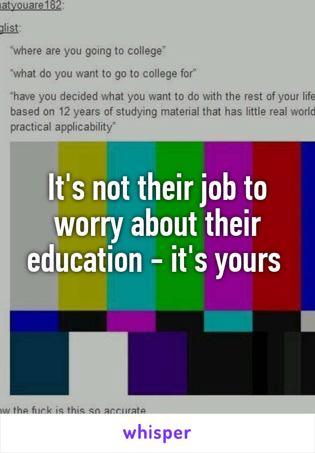 It's not their job to worry about their education - it's yours 