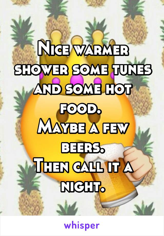 Nice warmer shower some tunes and some hot food. 
Maybe a few beers.
Then call it a night.