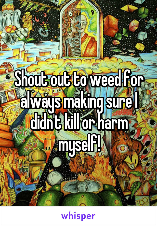 Shout out to weed for always making sure I didn't kill or harm myself!