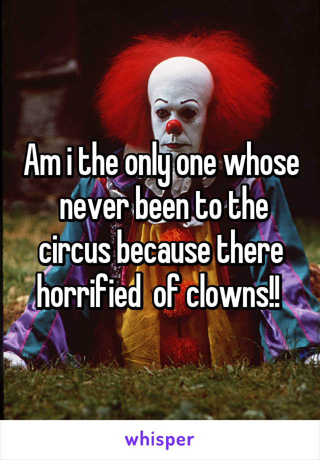 Am i the only one whose  never been to the circus because there horrified  of clowns!! 