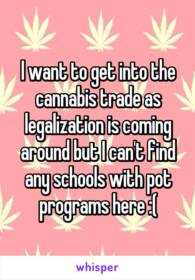 I want to get into the cannabis trade as legalization is coming around but I can't find any schools with pot programs here :(