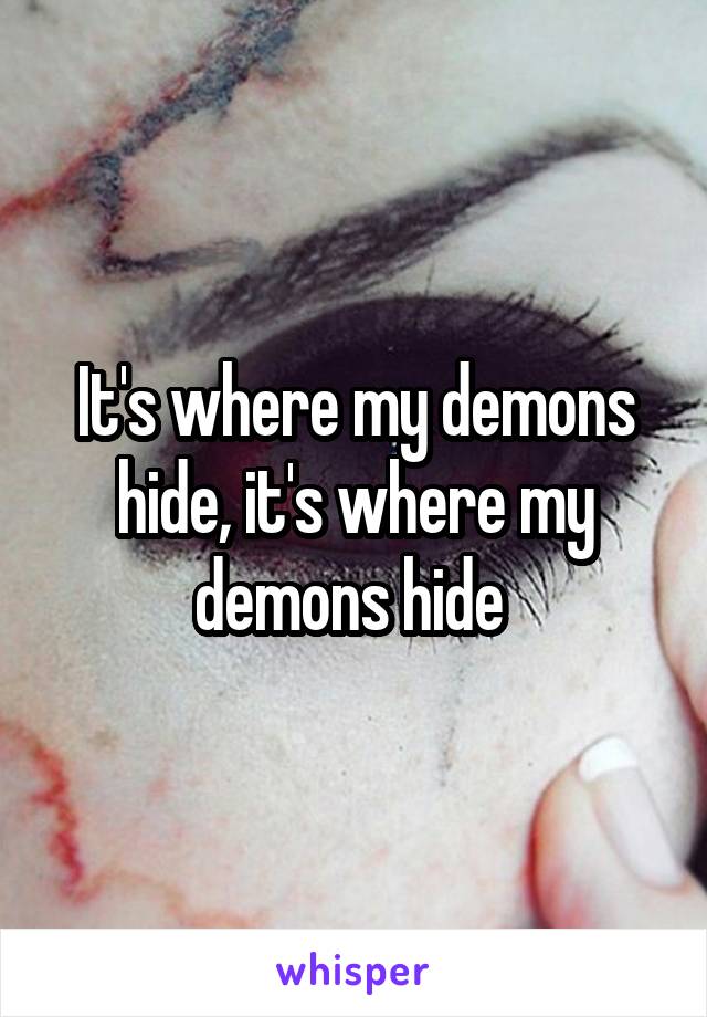 It's where my demons hide, it's where my demons hide 