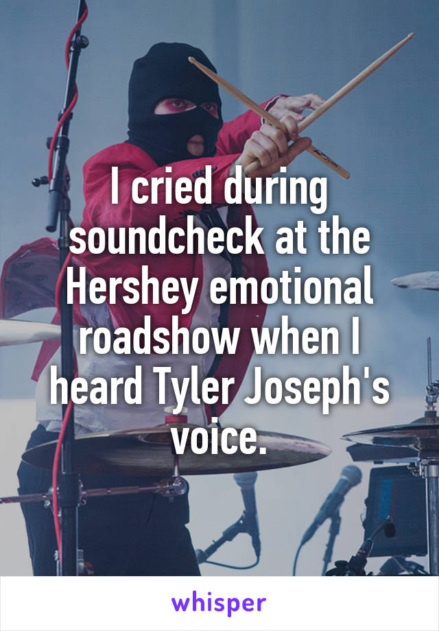 I cried during soundcheck at the Hershey emotional roadshow when I heard Tyler Joseph's voice.