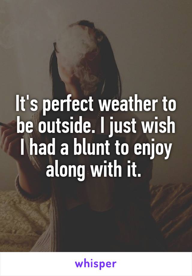 It's perfect weather to be outside. I just wish I had a blunt to enjoy along with it. 