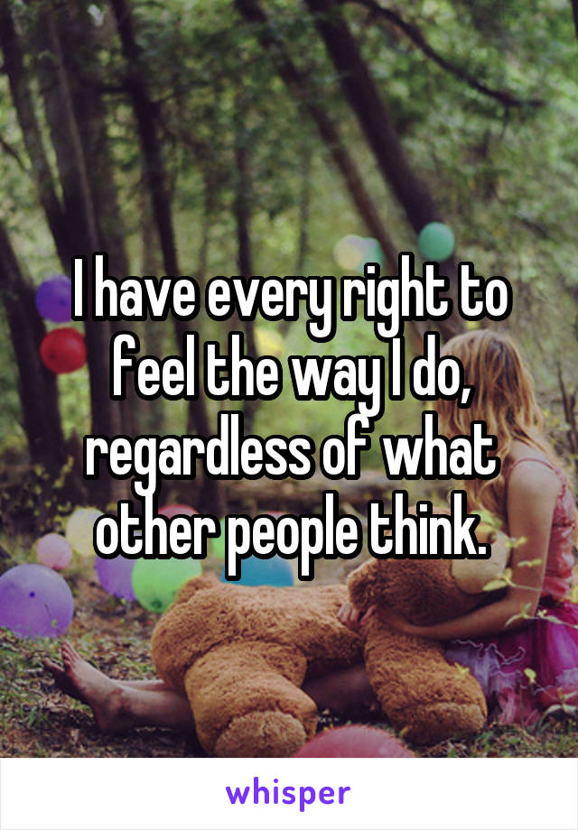 I have every right to feel the way I do, regardless of what other people think.