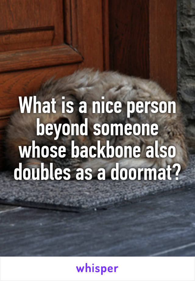 What is a nice person beyond someone whose backbone also doubles as a doormat?