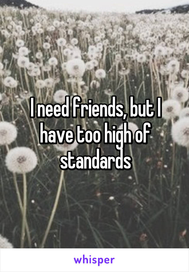 I need friends, but I have too high of standards