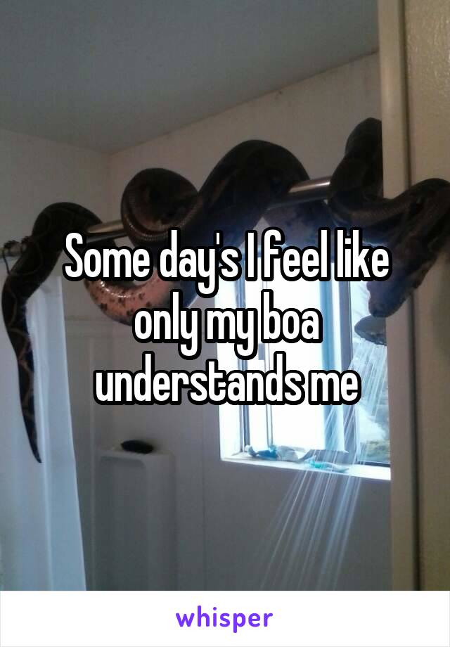 Some day's I feel like only my boa understands me