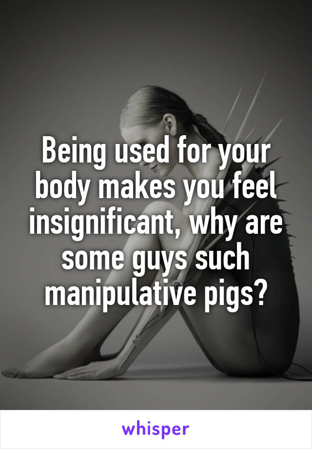 Being used for your body makes you feel insignificant, why are some guys such manipulative pigs?