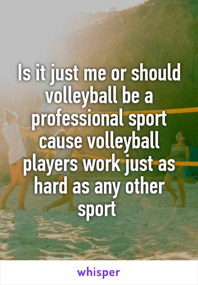 Is it just me or should volleyball be a professional sport cause volleyball players work just as hard as any other sport 