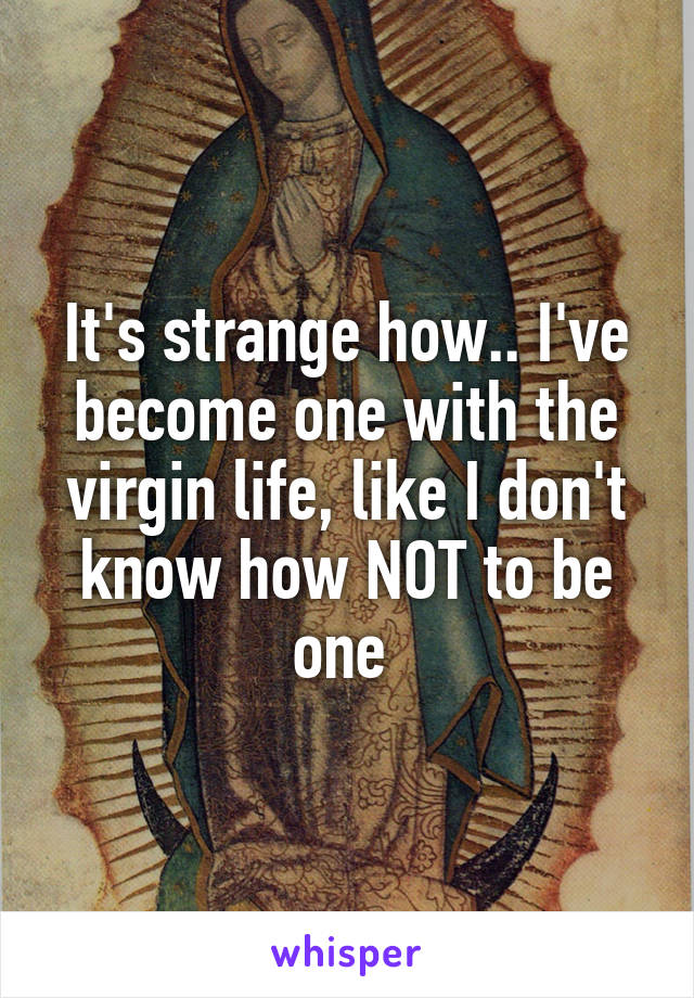 It's strange how.. I've become one with the virgin life, like I don't know how NOT to be one 