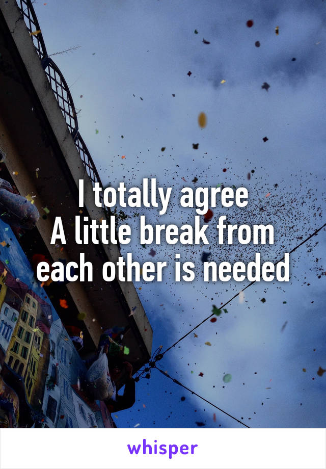 I totally agree
A little break from each other is needed
