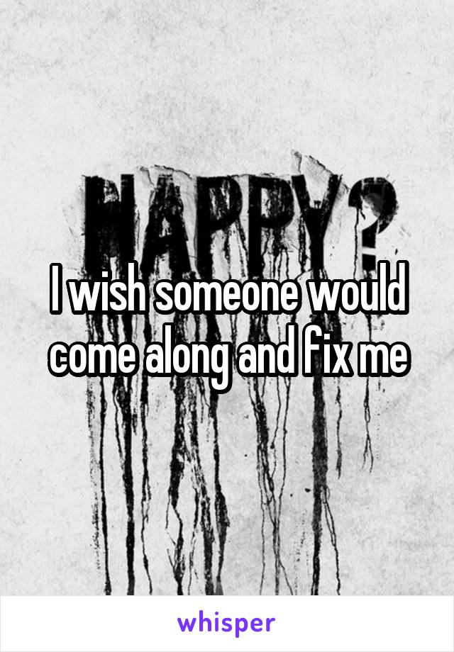 I wish someone would come along and fix me