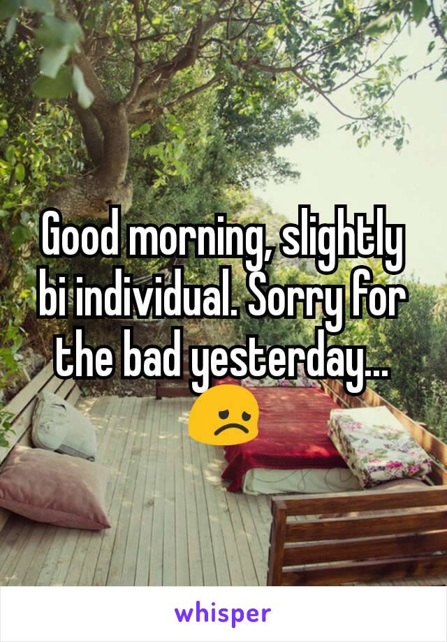 Good morning, slightly bi individual. Sorry for the bad yesterday...  😞