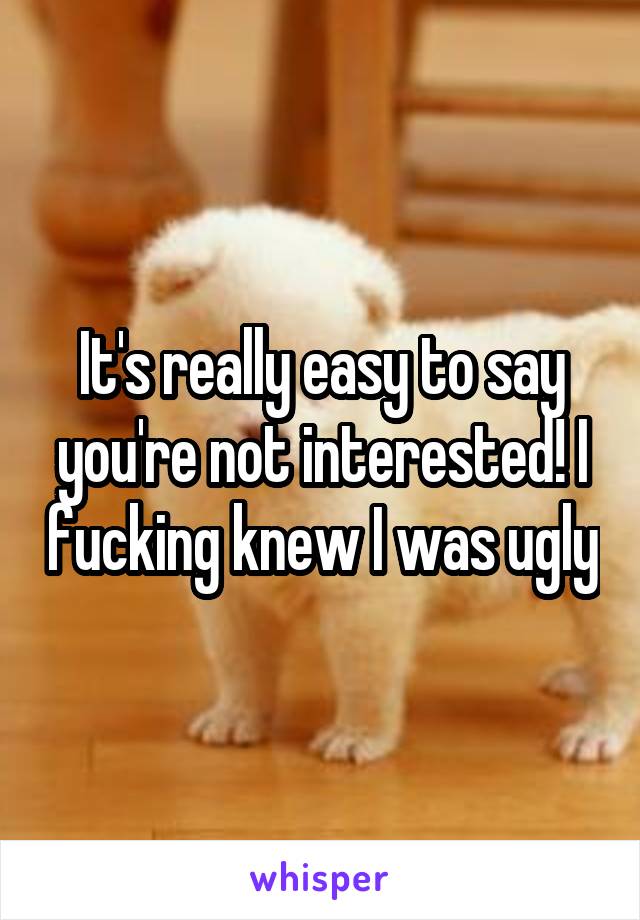 It's really easy to say you're not interested! I fucking knew I was ugly