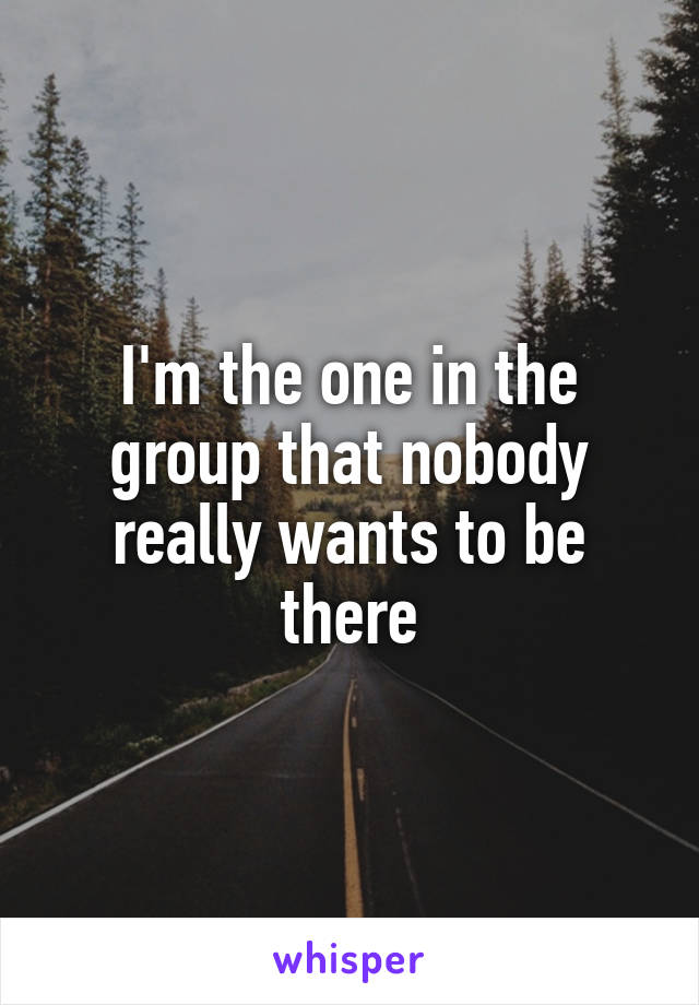 I'm the one in the group that nobody really wants to be there