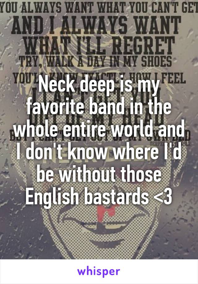 Neck deep is my favorite band in the whole entire world and I don't know where I'd be without those English bastards <3