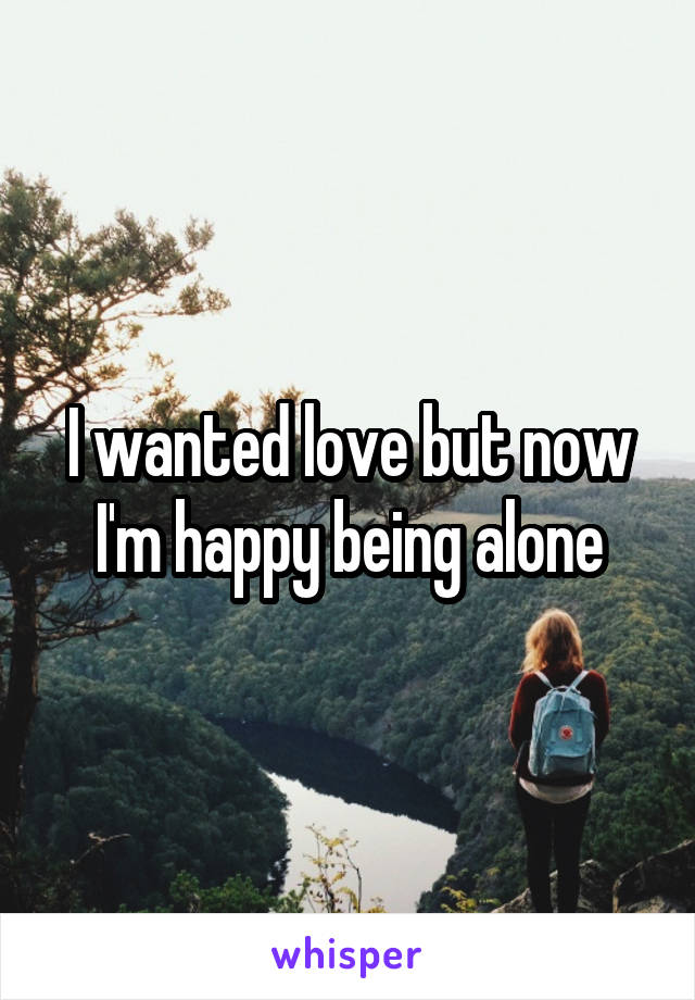 I wanted love but now I'm happy being alone