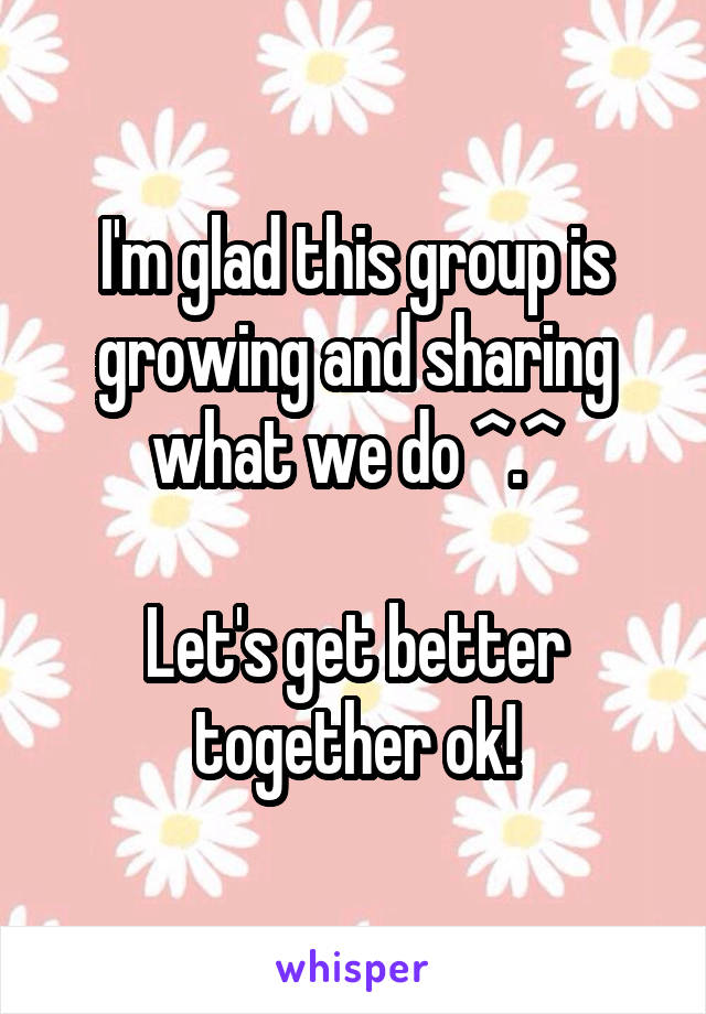 I'm glad this group is growing and sharing what we do ^.^

Let's get better together ok!