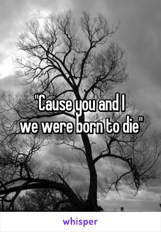 "Cause you and I 
we were born to die"