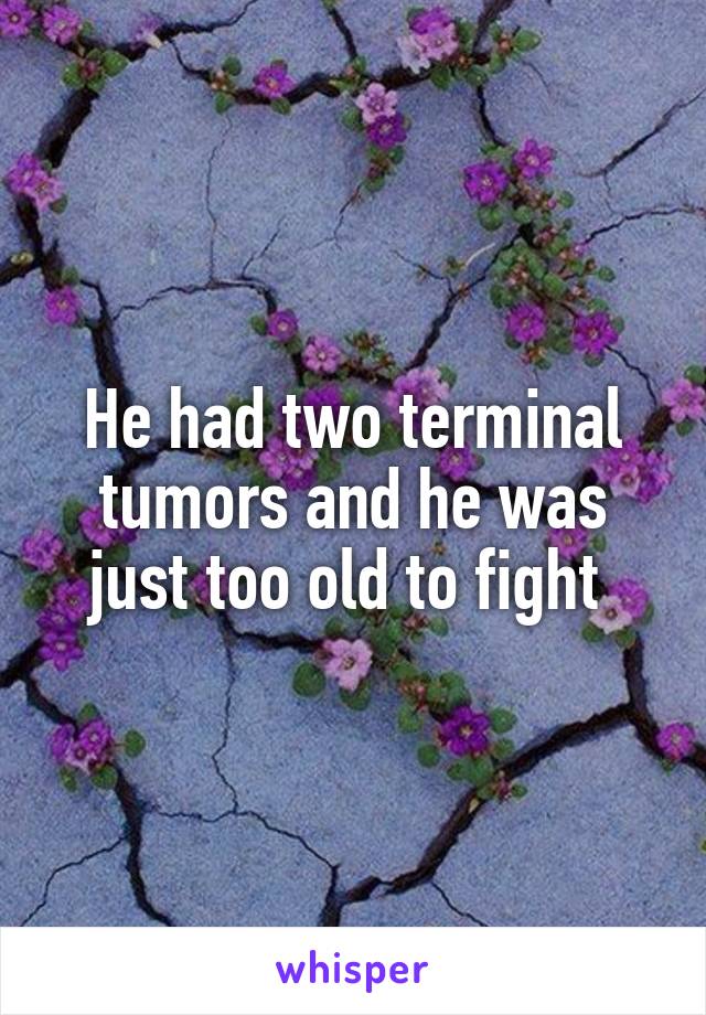 He had two terminal tumors and he was just too old to fight 