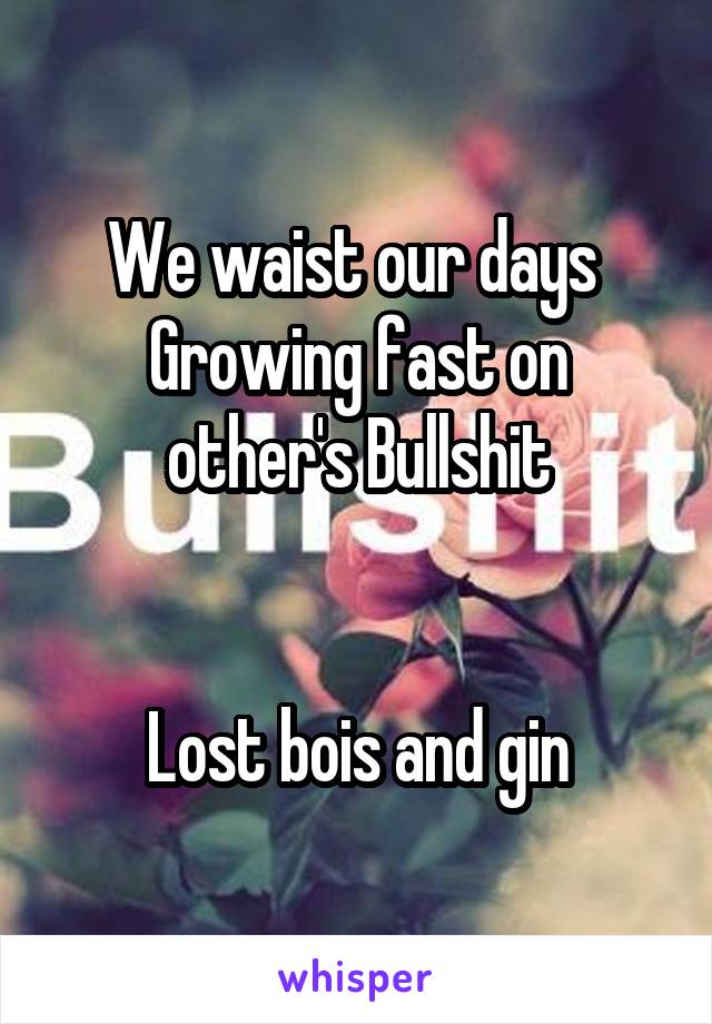 We waist our days 
Growing fast on other's Bullshit


Lost bois and gin