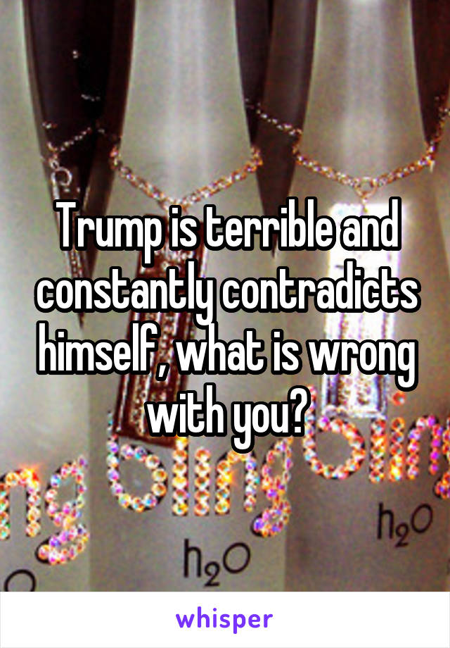 Trump is terrible and constantly contradicts himself, what is wrong with you?