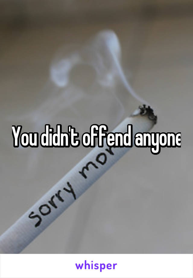 You didn't offend anyone