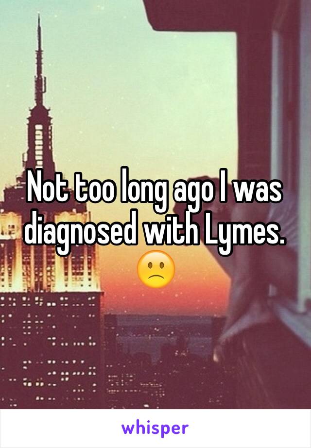 Not too long ago I was diagnosed with Lymes. 🙁