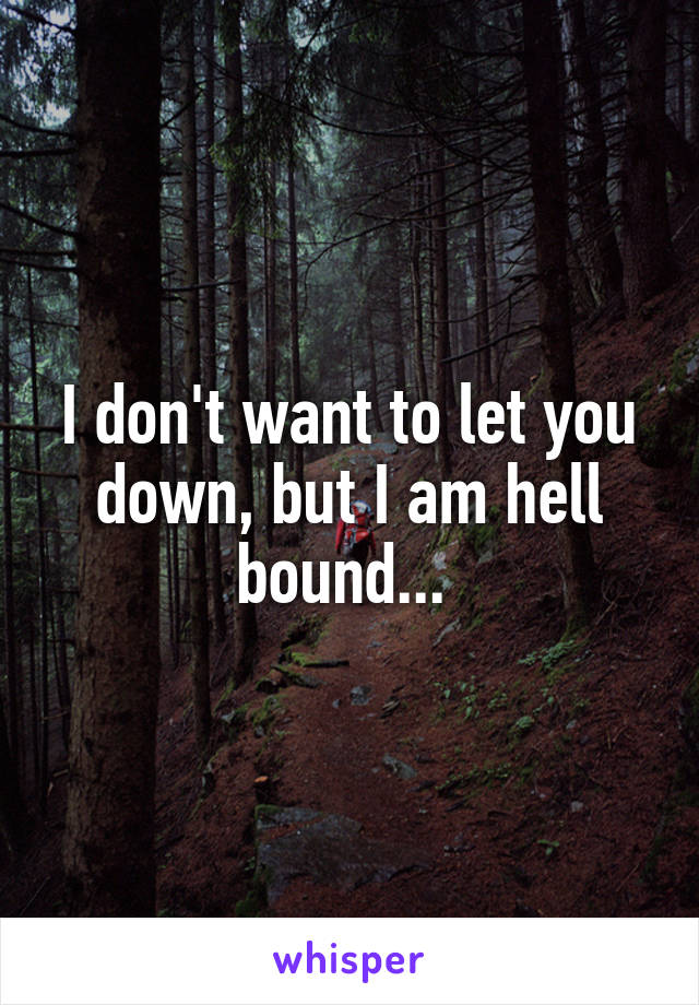 I don't want to let you down, but I am hell bound... 