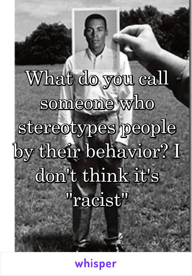 What do you call someone who stereotypes people by their behavior? I don't think it's "racist"