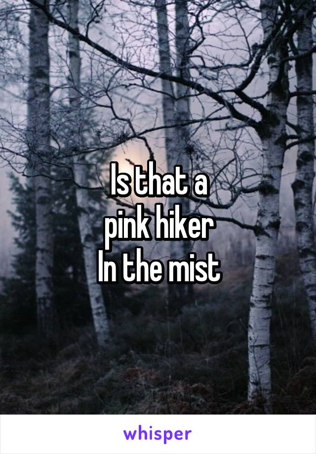 Is that a
 pink hiker 
In the mist