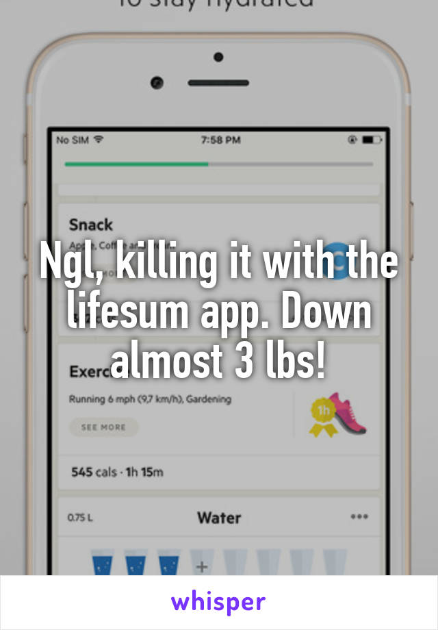 Ngl, killing it with the lifesum app. Down almost 3 lbs!