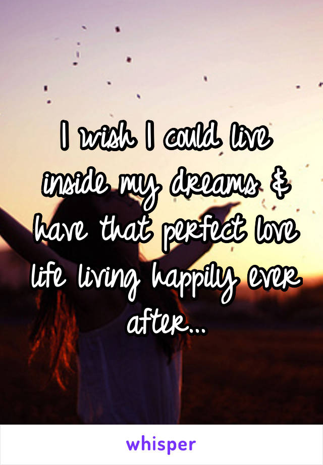 I wish I could live inside my dreams & have that perfect love life living happily ever after...