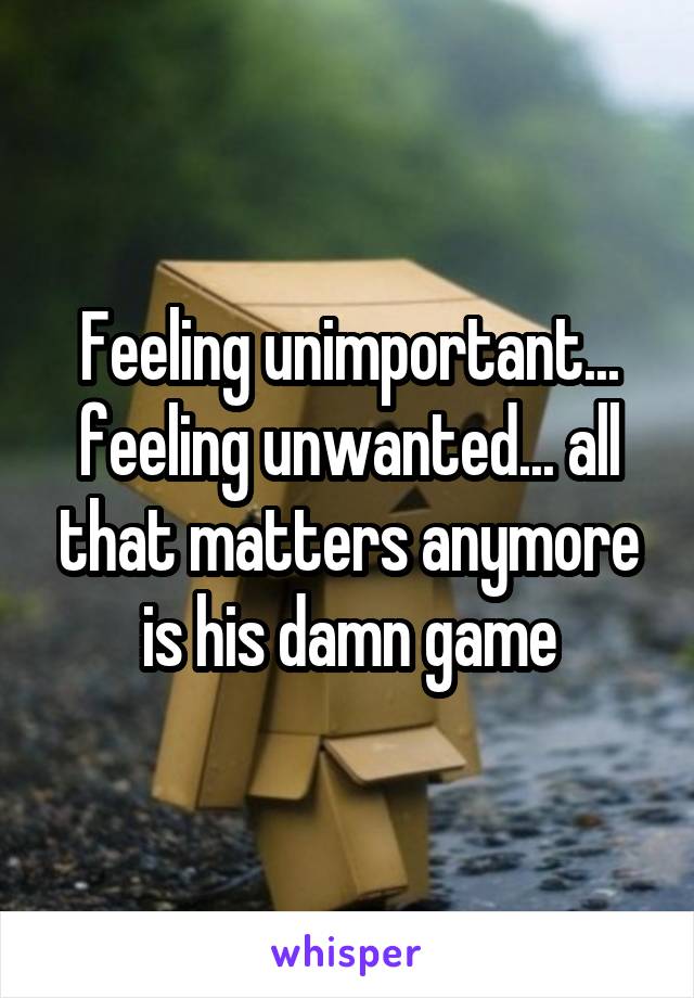 Feeling unimportant... feeling unwanted... all that matters anymore is his damn game