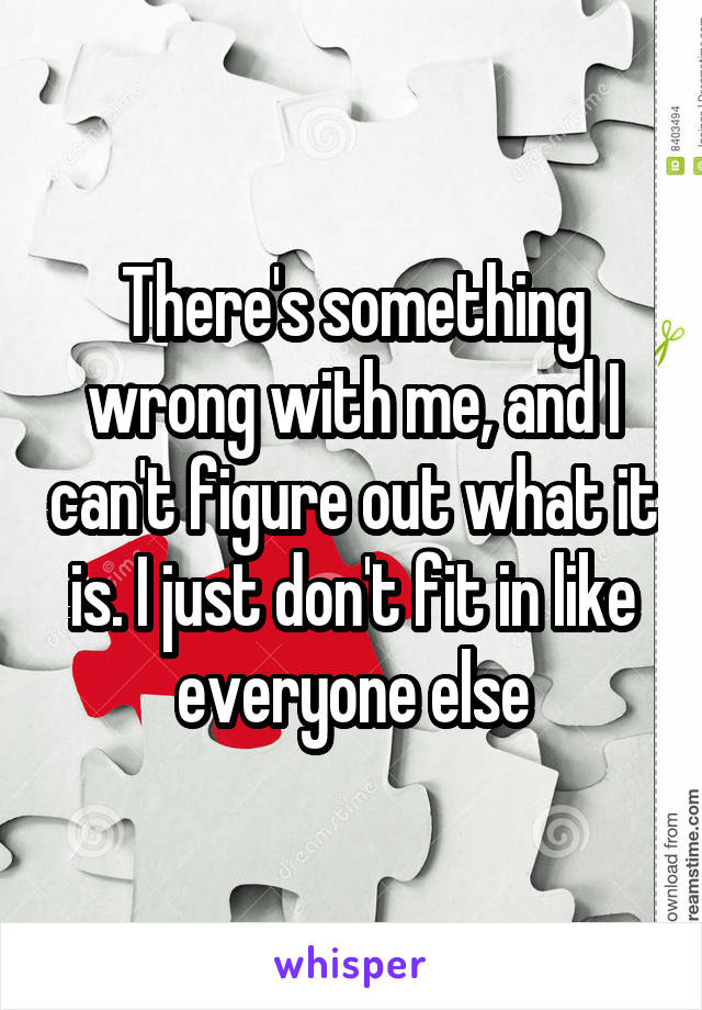 There's something wrong with me, and I can't figure out what it is. I just don't fit in like everyone else