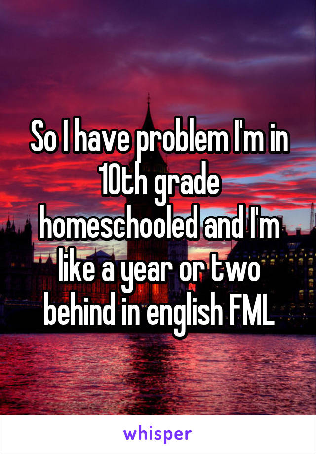 So I have problem I'm in 10th grade homeschooled and I'm like a year or two behind in english FML